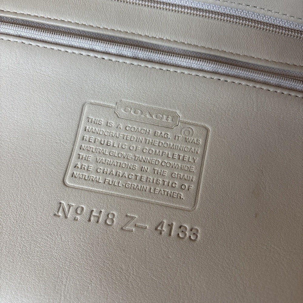 Vintage COACH Bone White Leather, Waverly Tote Bag, Zip, 4133 90s Dominican - Picture 2 of 16